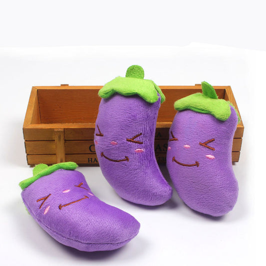JMT-515146 Plush Sounding Toy - Eggplant Shaped Comfort Item for Pets