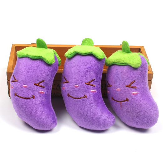 JMT-515146 Plush Sounding Toy - Eggplant Shaped Comfort Item for Pets