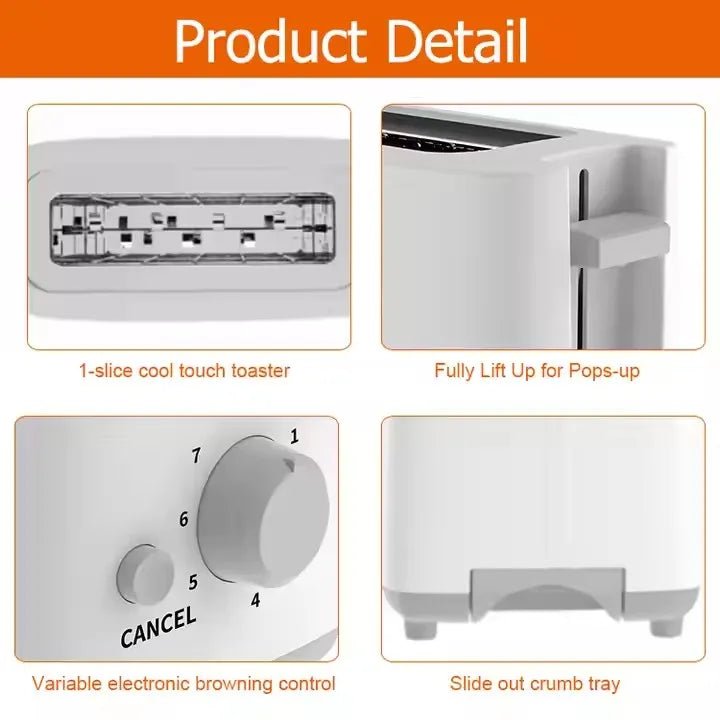 JMT-515274 500W Modern One-Slice Toaster - Compact Design for Effortless Breakfasts