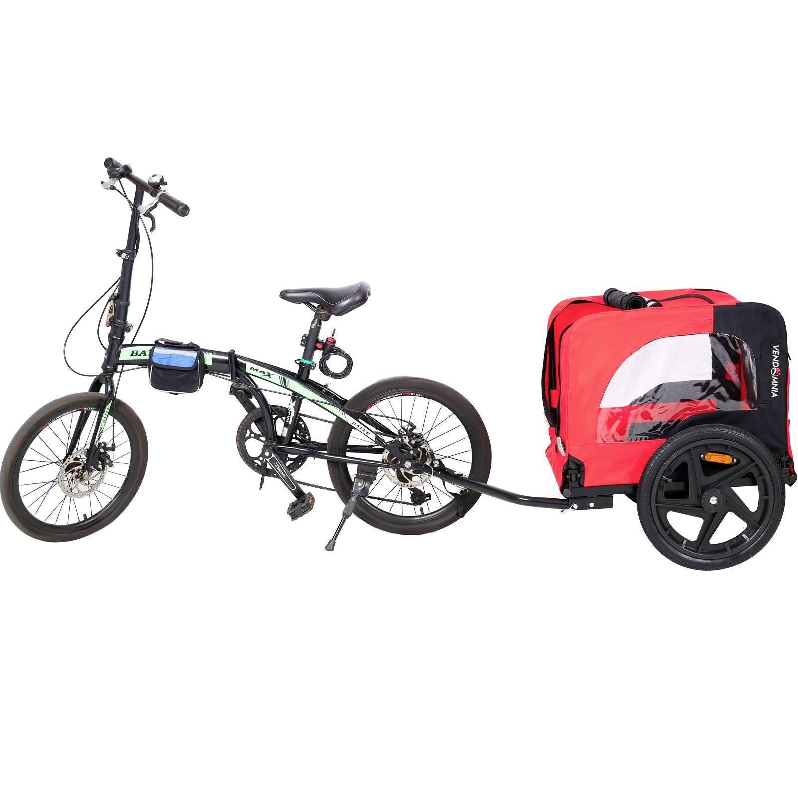 JMT-515338 Foldable Dog Bicycle Trailer with Safety Leash and Weather-Resistant Canopy for Small and Large Dogs