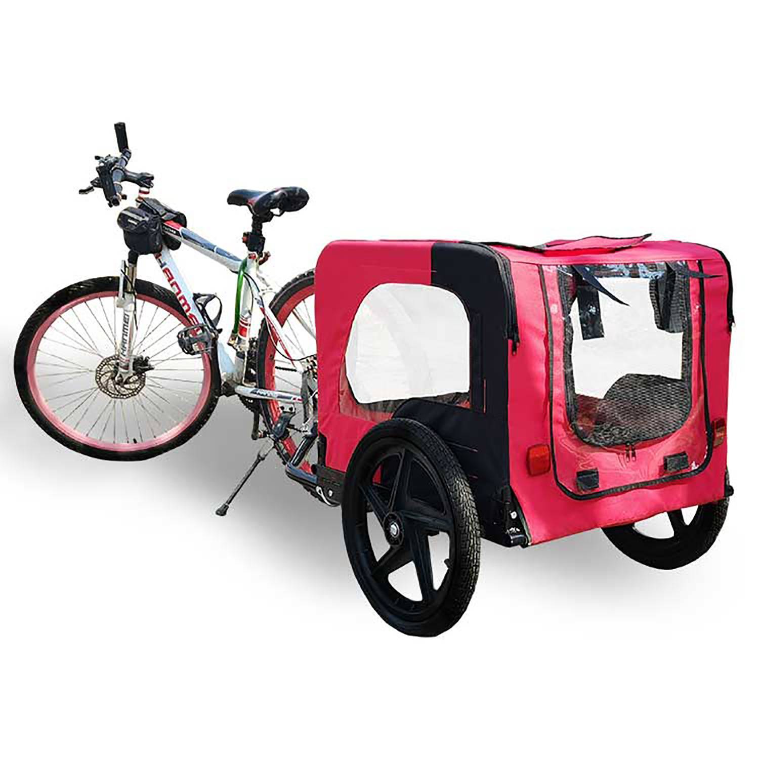 JMT-515338 Foldable Dog Bicycle Trailer with Safety Leash and Weather-Resistant Canopy for Small and Large Dogs