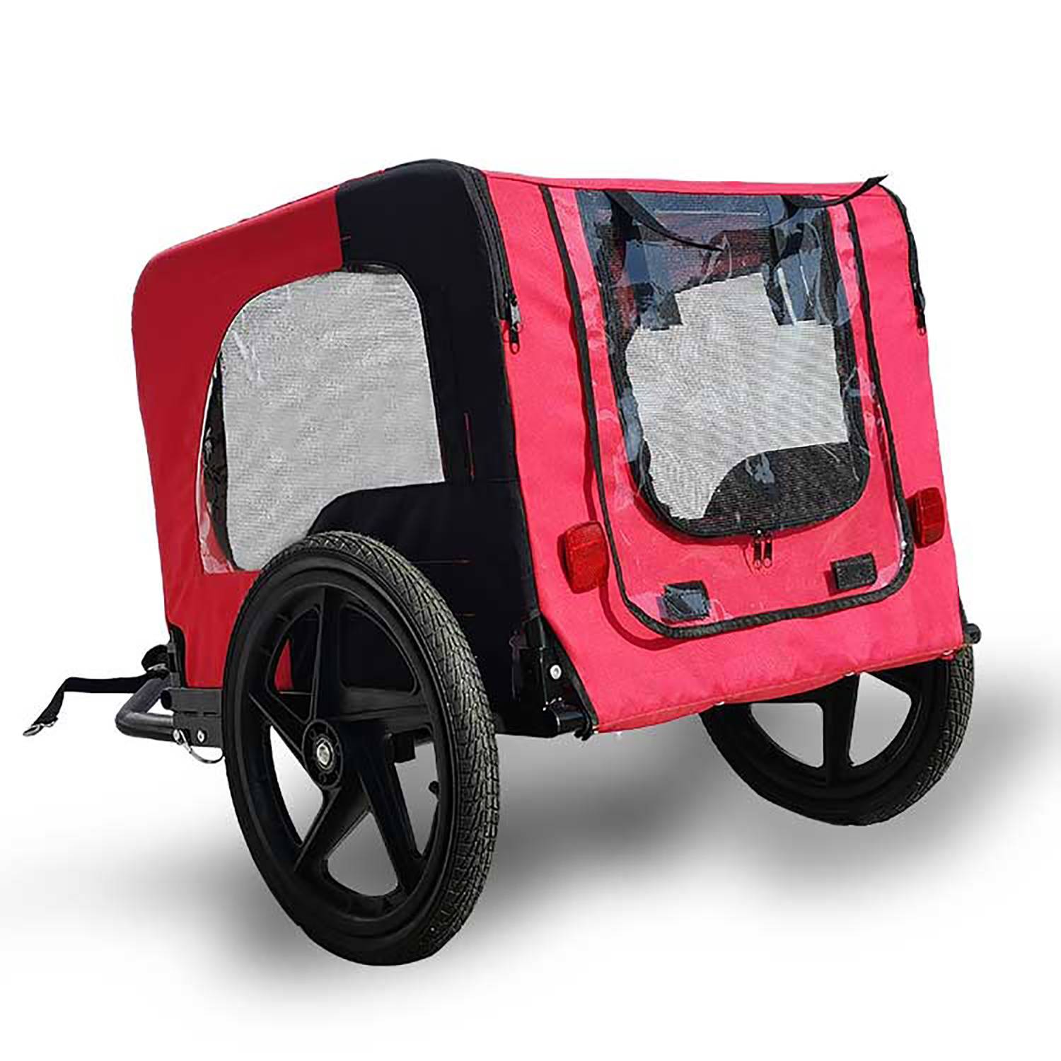 JMT-515338 Foldable Dog Bicycle Trailer with Safety Leash and Weather-Resistant Canopy for Small and Large Dogs