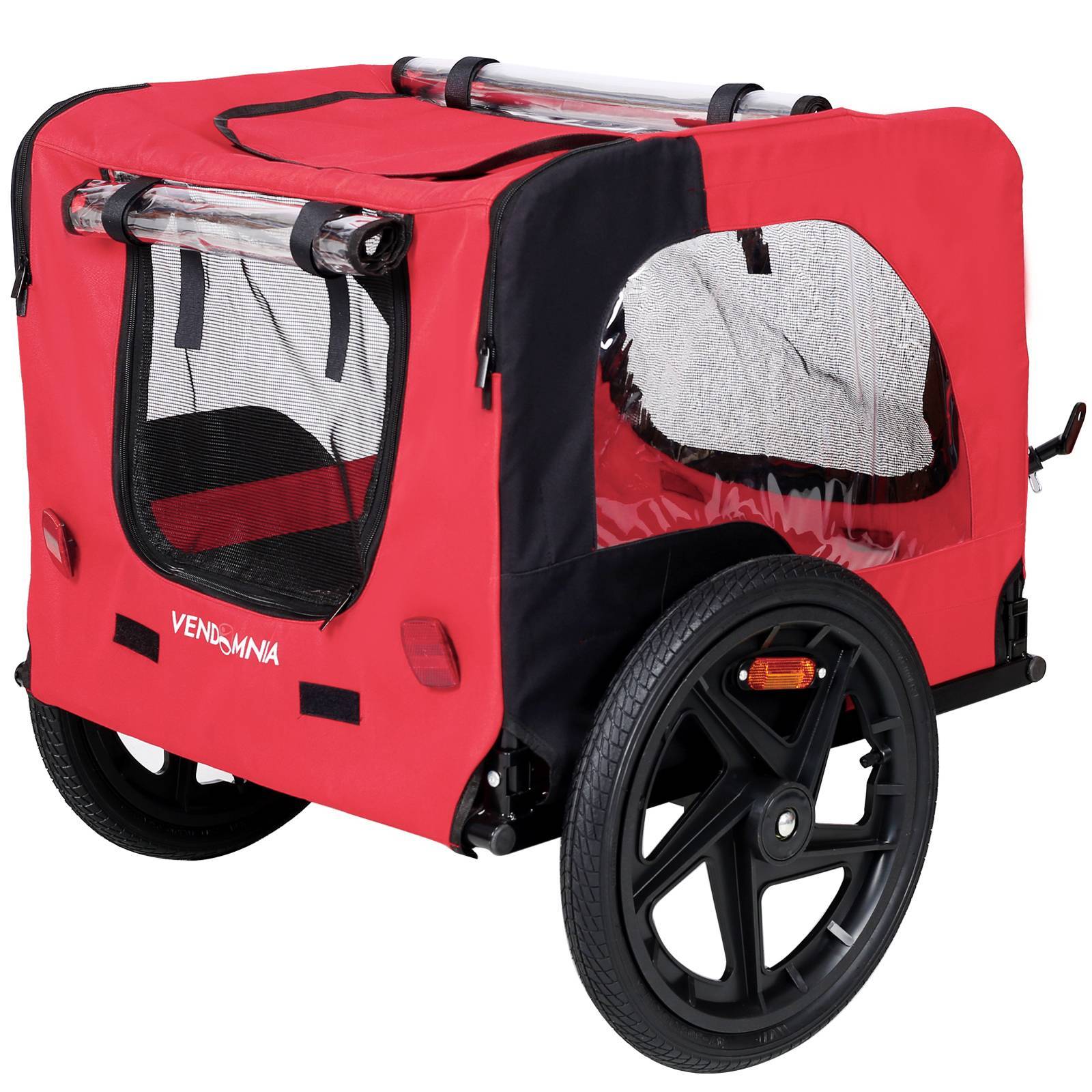 JMT-515338 Foldable Dog Bicycle Trailer with Safety Leash and Weather-Resistant Canopy for Small and Large Dogs