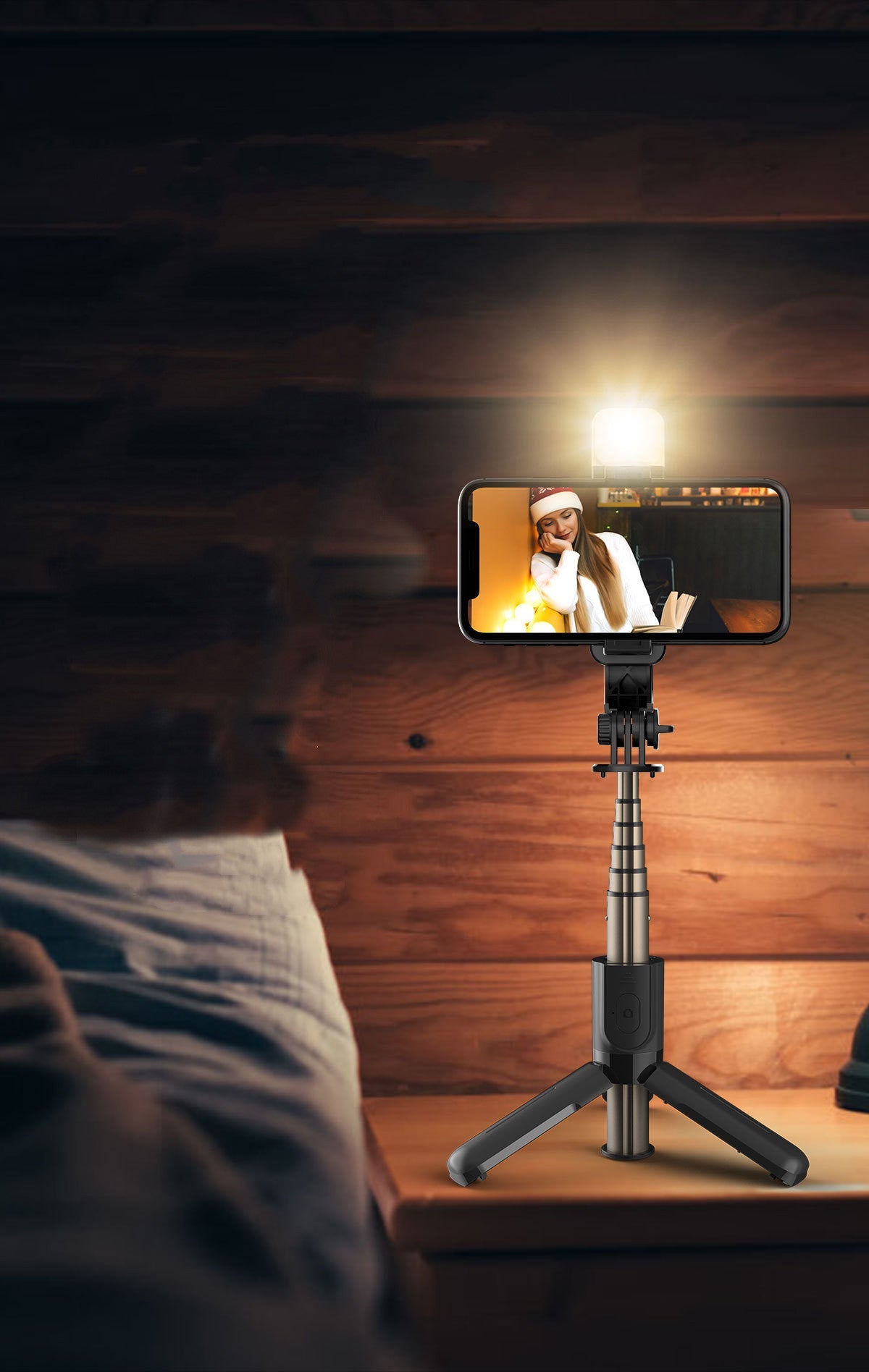 JMT-515338 Universal Multi-Function Live Broadcast Stand for Mobile Phones with Adjustable Extension and Bluetooth Capability