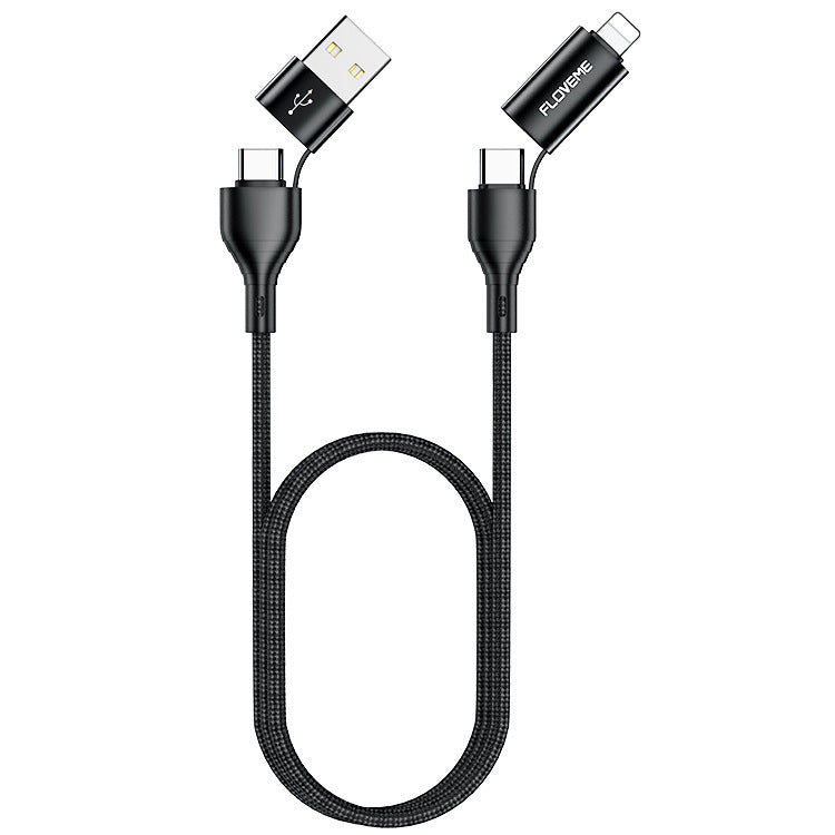 JMT-515658 4-in-1 Fast Charging Braided Data Cable with PVC and Nylon for Multiple Devices