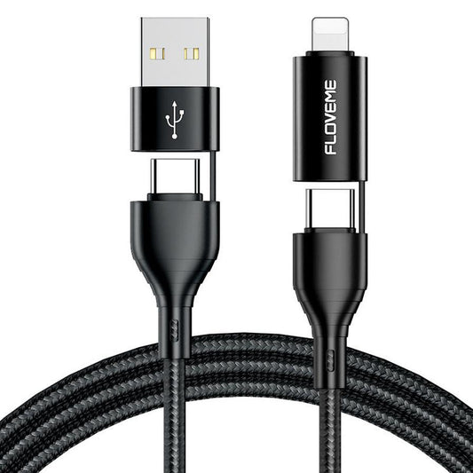 JMT-515658 4-in-1 Fast Charging Braided Data Cable with PVC and Nylon for Multiple Devices