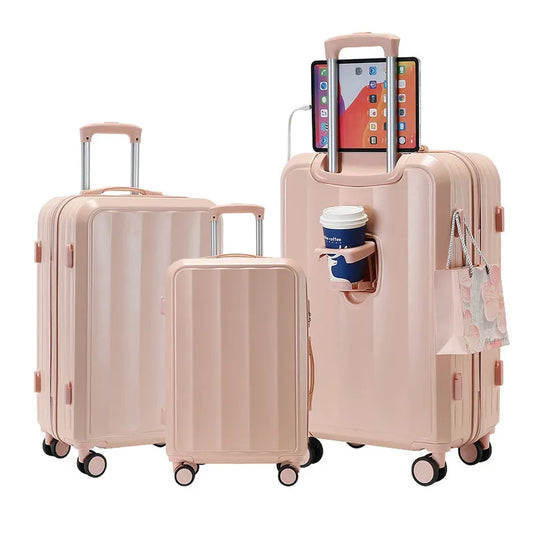 JMT-516106 Set of 4 Durable Lightweight Hard Shell Travel Suitcases with Wheels