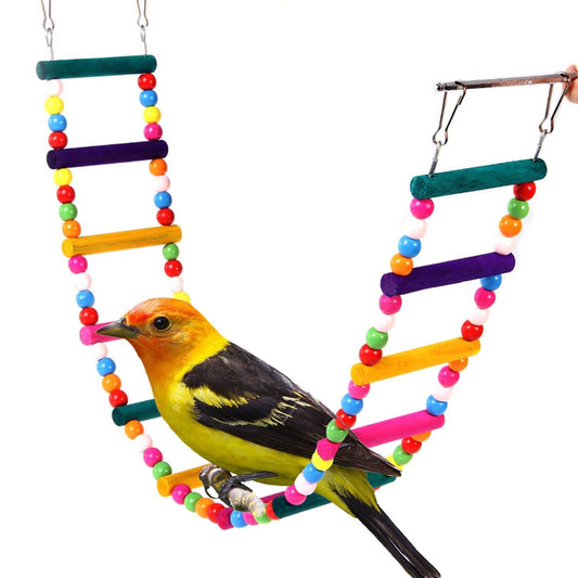 JMT-516298 Colorful Wooden Bead Ladder Toy for Birds – Multiple Length Options Available
