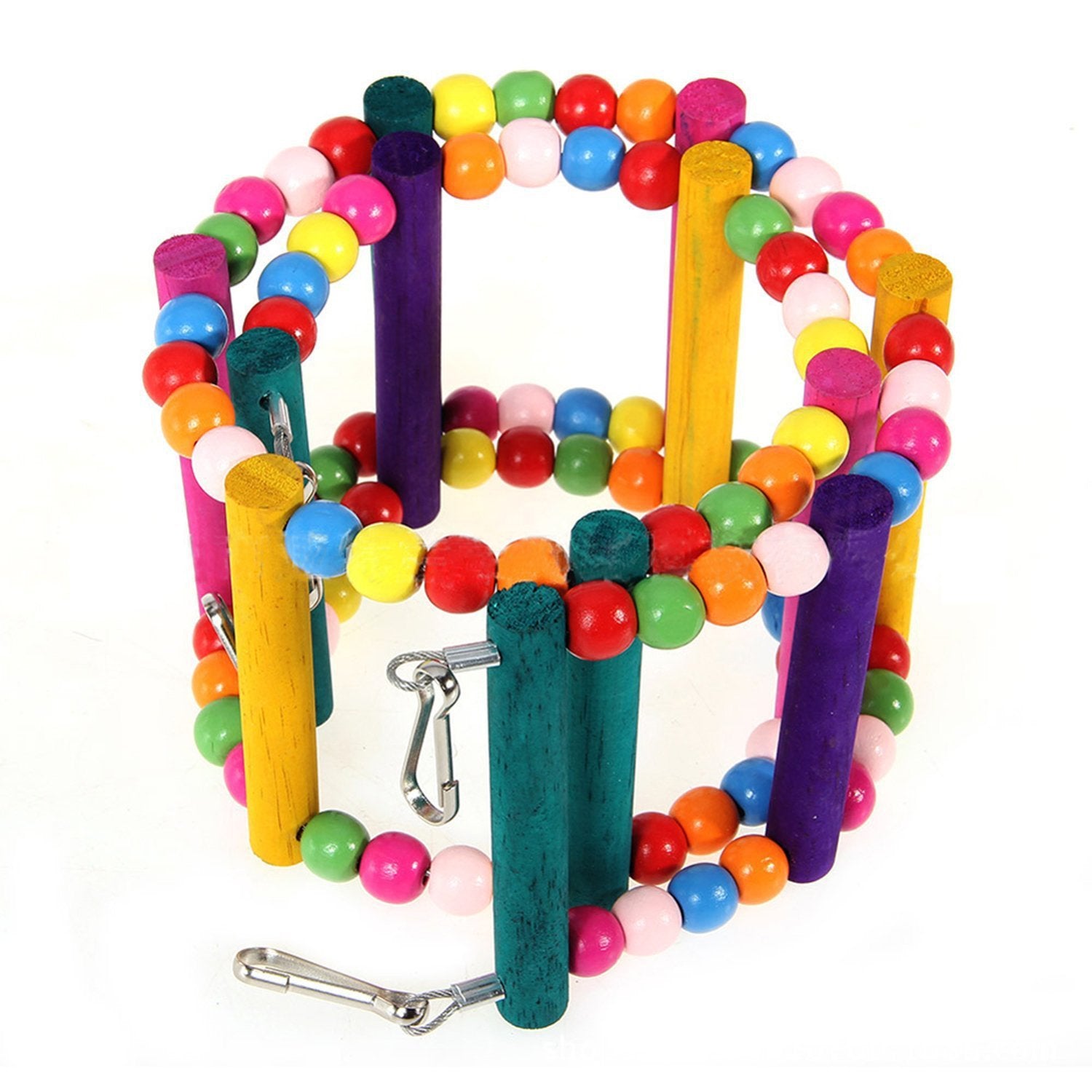 JMT-516298 Colorful Wooden Bead Ladder Toy for Birds – Multiple Length Options Available