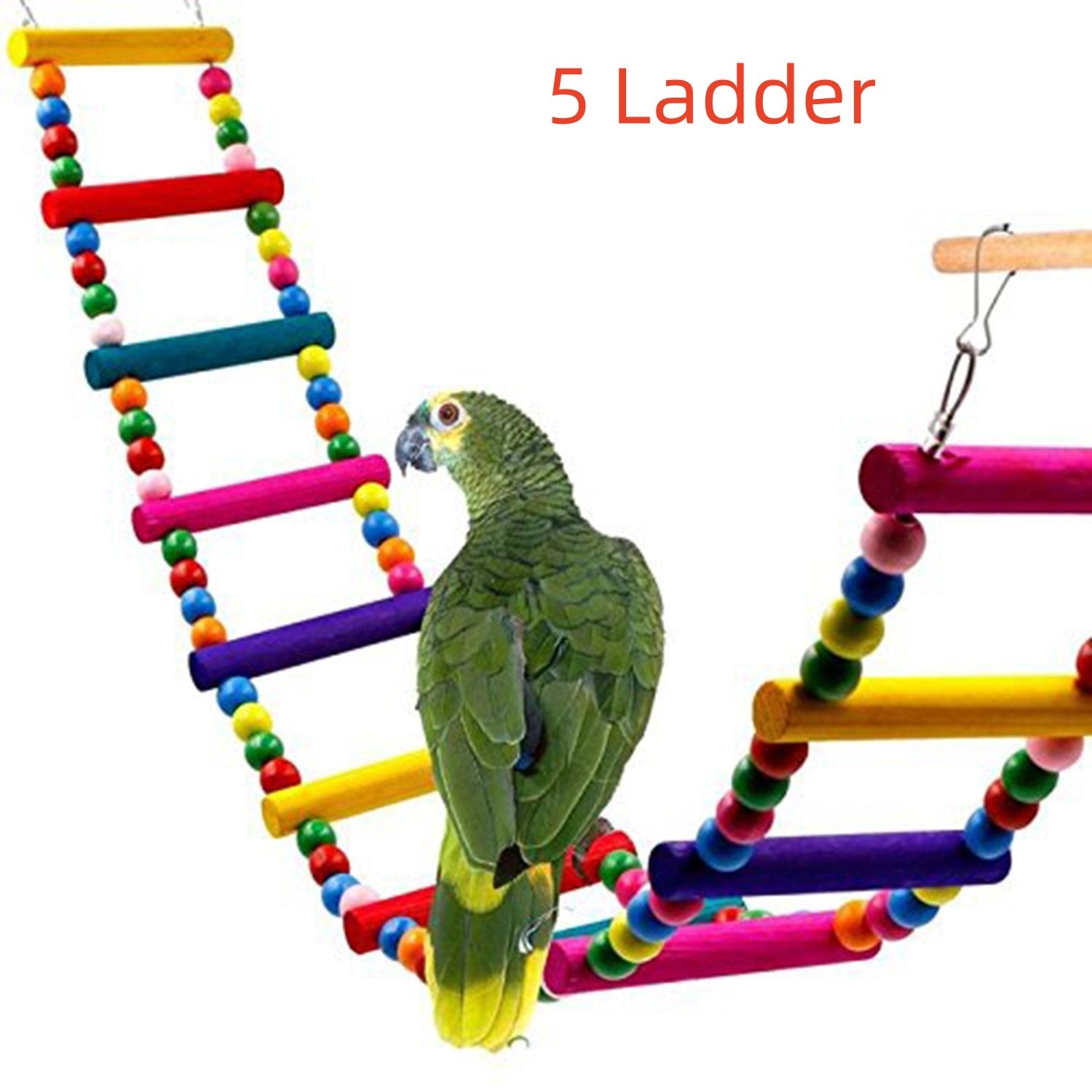 JMT-516298 Colorful Wooden Bead Ladder Toy for Birds – Multiple Length Options Available