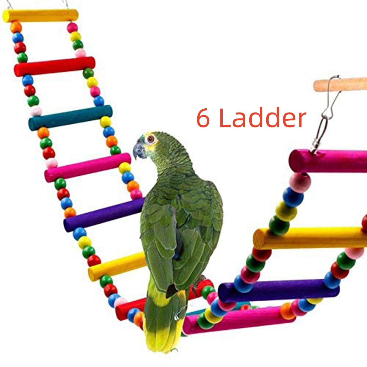 JMT-516298 Colorful Wooden Bead Ladder Toy for Birds – Multiple Length Options Available