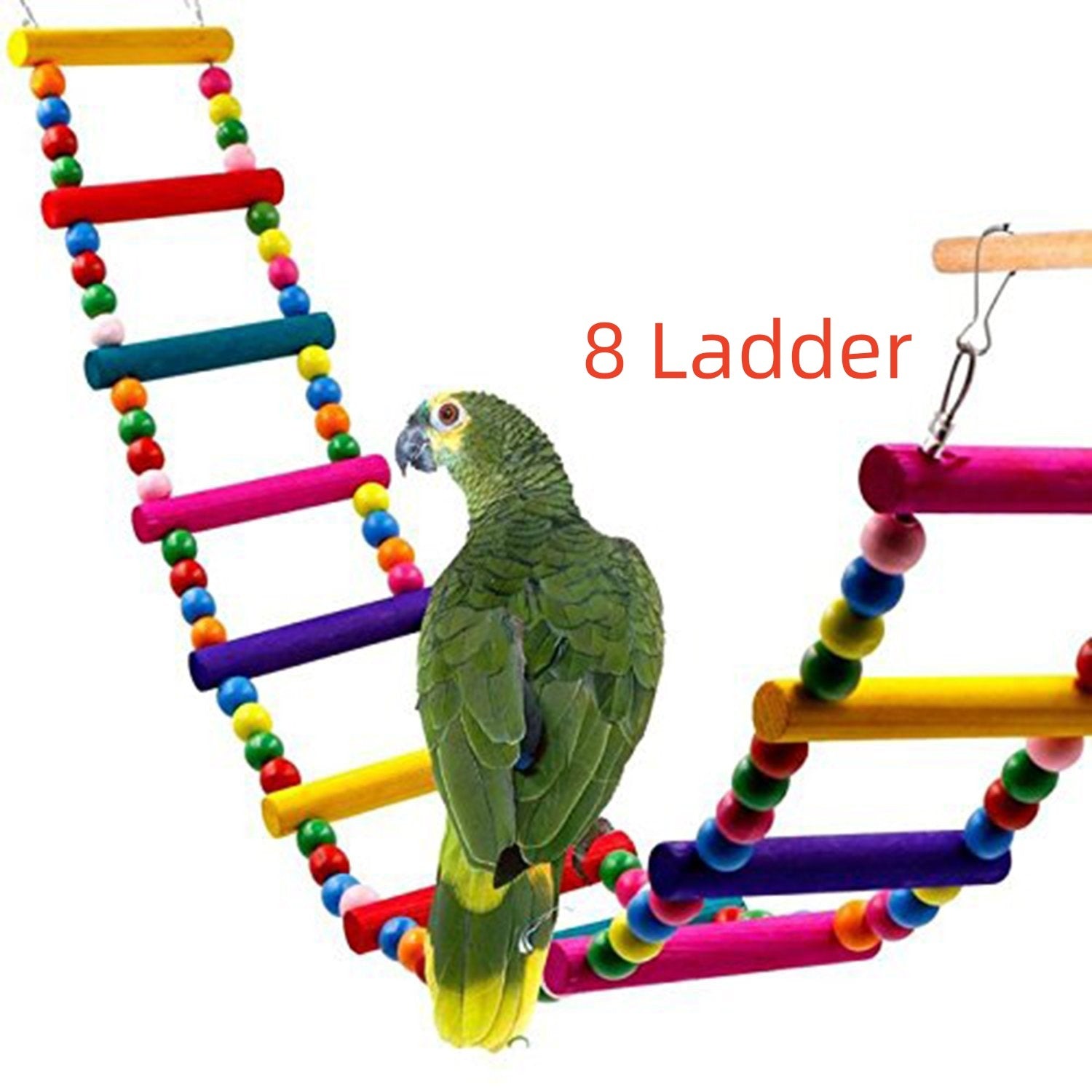 JMT-516298 Colorful Wooden Bead Ladder Toy for Birds – Multiple Length Options Available