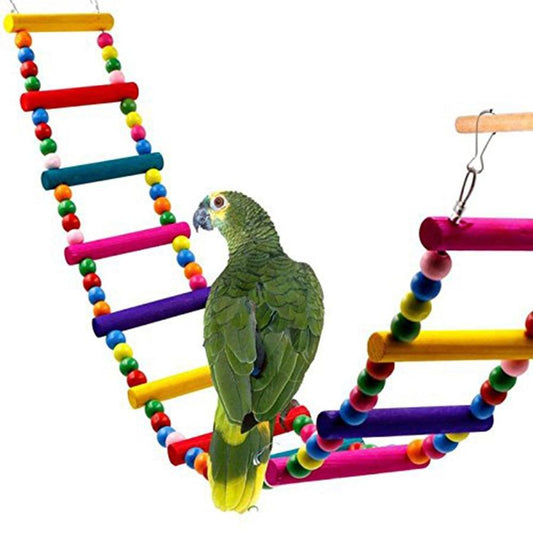 JMT-516298 Colorful Wooden Bead Ladder Toy for Birds – Multiple Length Options Available