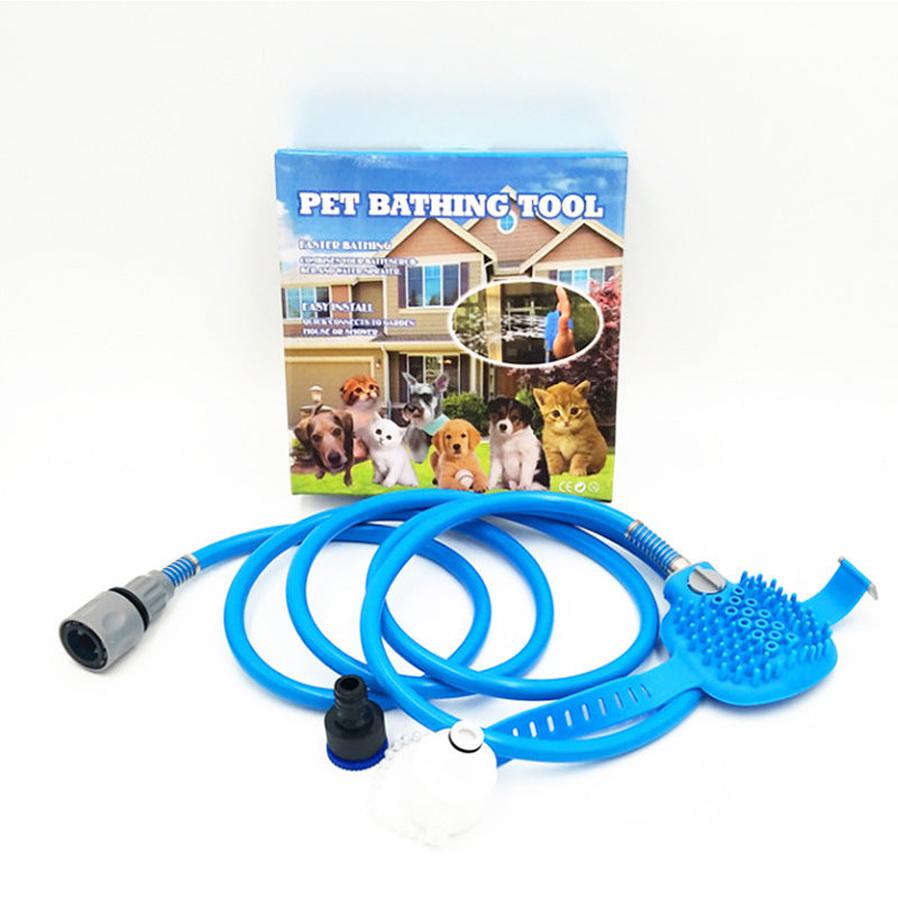 JMT-516554 Blue Pet Bathing and Massage Brush with Adjustable Nozzle and 2.5m Hose