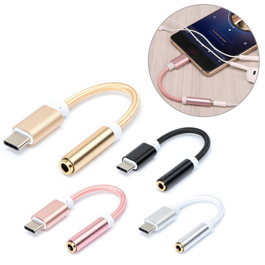 JMT-516810 TYPE-C to 3.5mm Audio Adapter Cable - Compatible with Mobile Phones, Black, Silver, Gold, Rose Gold