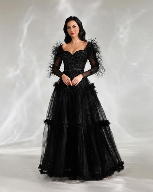 JMT-516874 Elegant Black Evening Dress for Women - Style SH0020