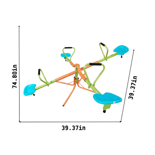 JMT-517514 Four-Seat Outdoor Seesaw with 360-Degree Rotation for Children Over 3 Years