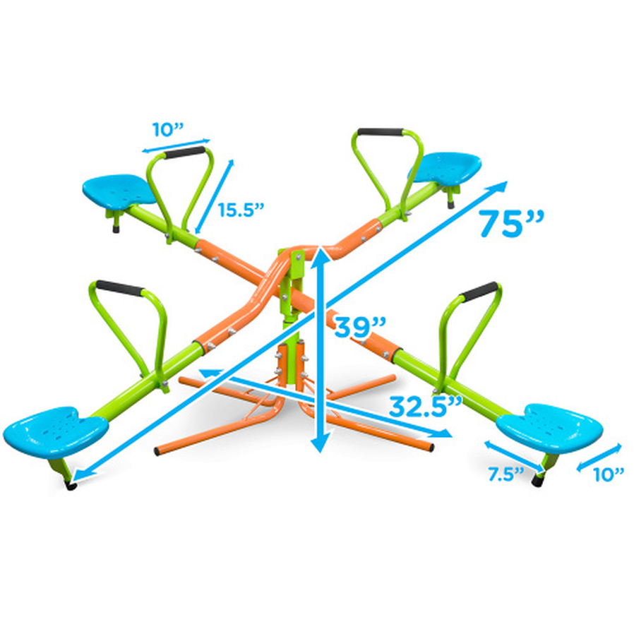 JMT-517514 Four-Seat Outdoor Seesaw with 360-Degree Rotation for Children Over 3 Years
