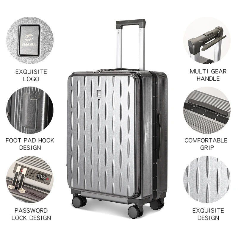 JMT-517514 Stylish Hard Shell PC Trolley Suitcases in 20, 24, and 28 Inch Sizes for Business Travel