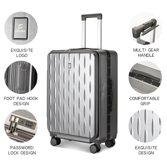 JMT-517514 Stylish Hard Shell PC Trolley Suitcases in 20, 24, and 28 Inch Sizes for Business Travel