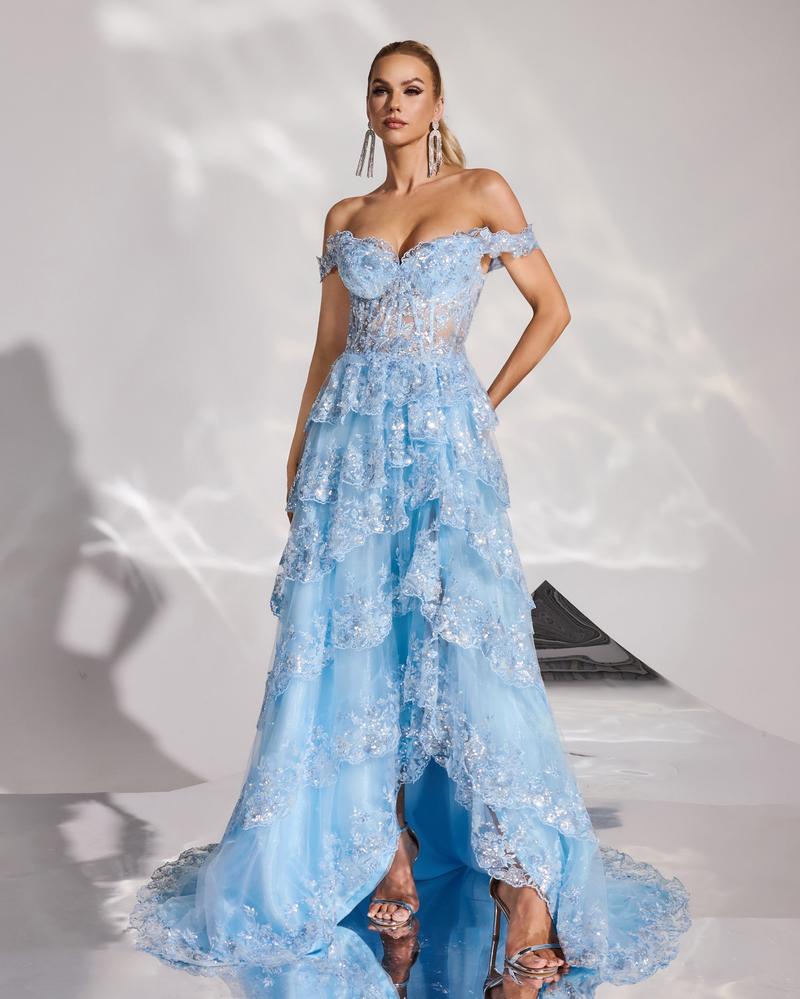JMT-517706 Elegant Blue Evening Gown for Women - Model SH0185