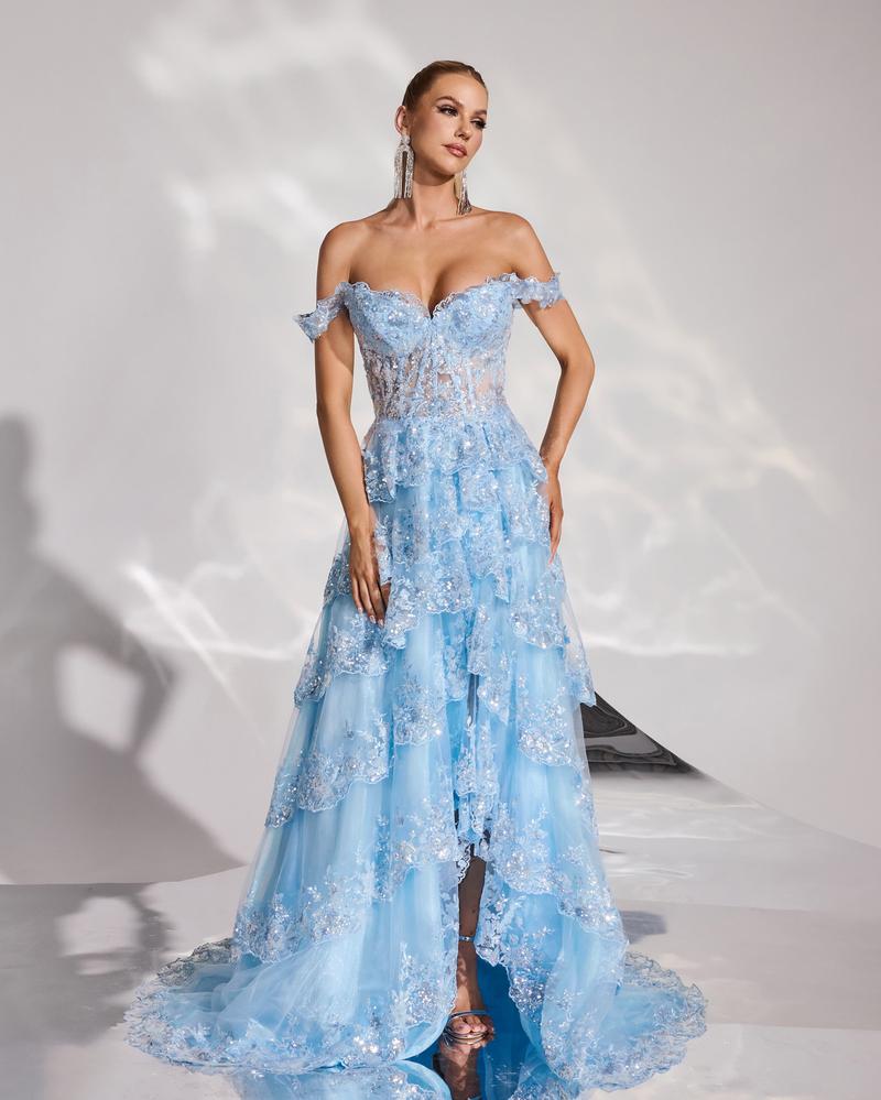 JMT-517706 Elegant Blue Evening Gown for Women - Model SH0185