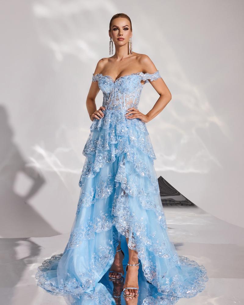 JMT-517706 Elegant Blue Evening Gown for Women - Model SH0185