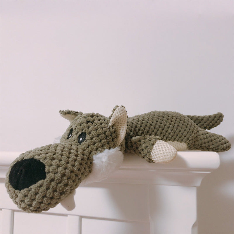 JMT-517770 Bite-resistant Plush Dog Toy - Lying Wolf, Elephant, or Lion (28cm)