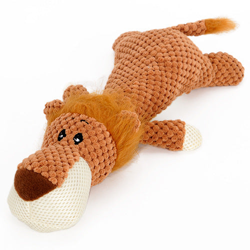 JMT-517770 Bite-resistant Plush Dog Toy - Lying Wolf, Elephant, or Lion (28cm)