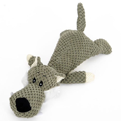 JMT-517770 Bite-resistant Plush Dog Toy - Lying Wolf, Elephant, or Lion (28cm)