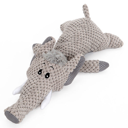 JMT-517770 Bite-resistant Plush Dog Toy - Lying Wolf, Elephant, or Lion (28cm)