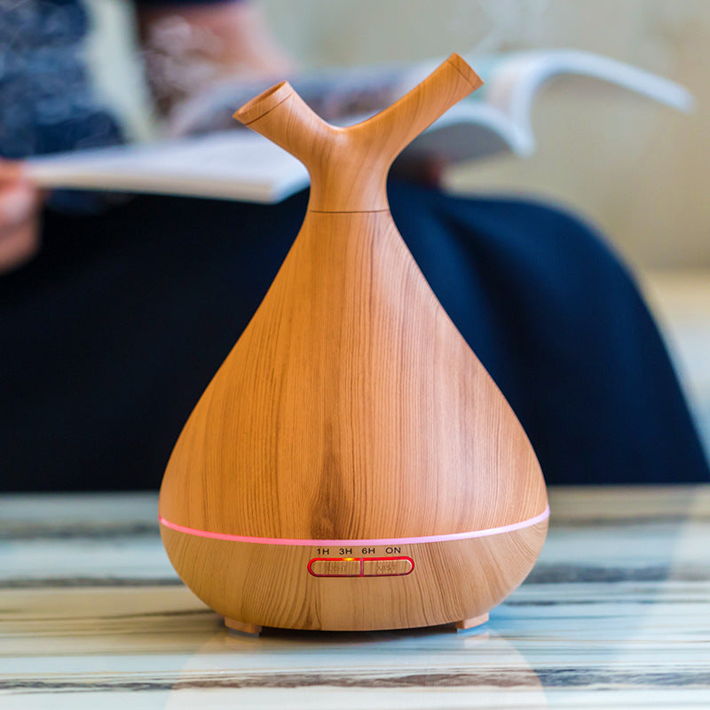 JMT-517770 Wood Grain Branch Aroma Diffuser - 1-Liter Capacity, Mechanical Timer, USB/AC Powered, Ideal for Home Use