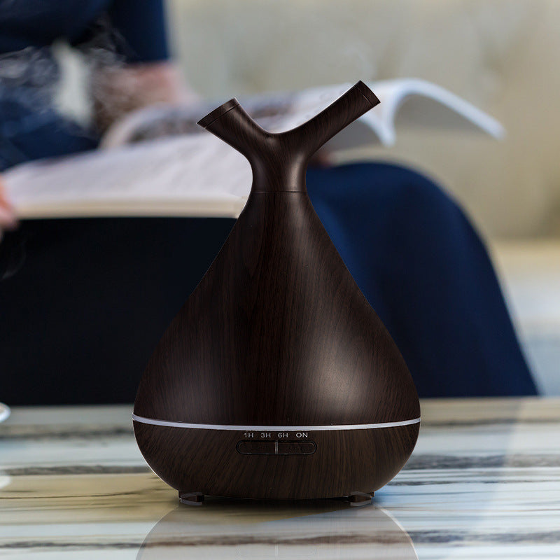 JMT-517770 Wood Grain Branch Aroma Diffuser - 1-Liter Capacity, Mechanical Timer, USB/AC Powered, Ideal for Home Use