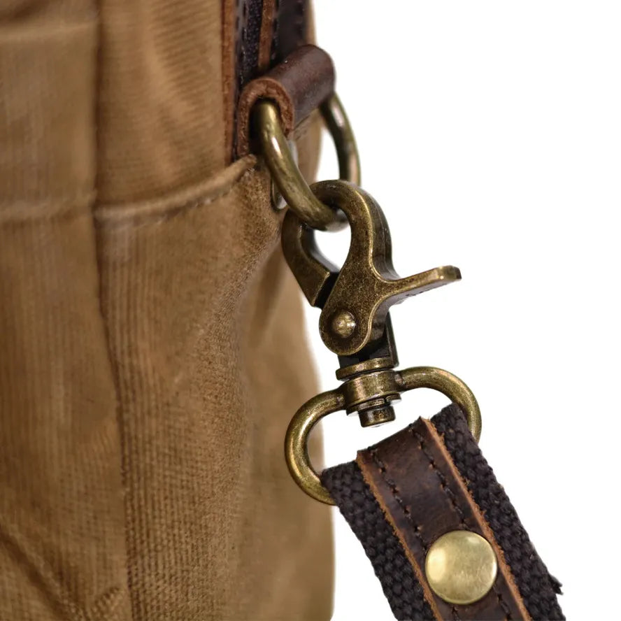 JMT-518026 Waterproof Waxed Canvas Laptop Handbag with Leather Accents - 15.6 Inch Casual Briefcase for Work