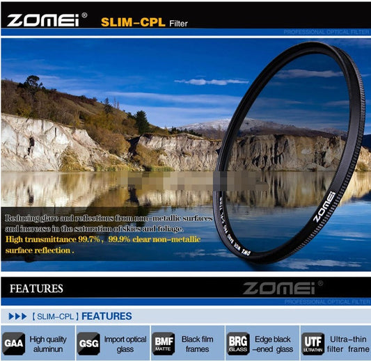 JMT-518154 Ultra-Thin Circular Polarizer Filter for 37mm, 49mm, 52mm Camera Lenses