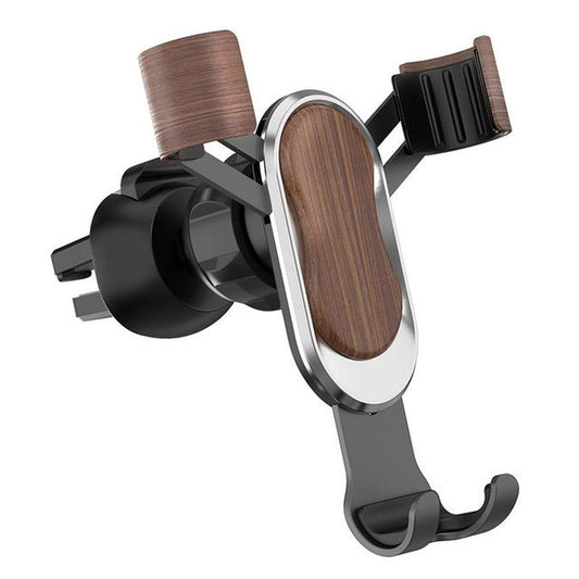 JMT-518410 Solid Wood Gravity Phone Mount for Car Navigation in Black Walnut Finish