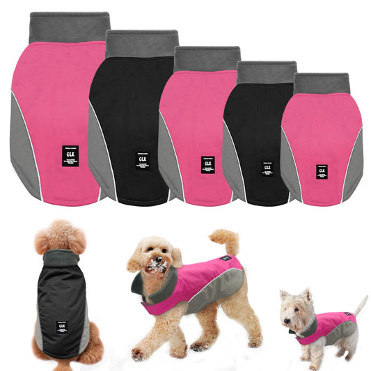 JMT-518410 Waterproof Dog Ski Suit for Autumn and Winter - Two-Legged Design in Black and Rose Red, Sizes S-XXL