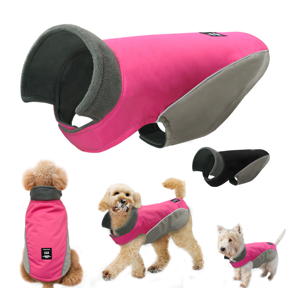 JMT-518410 Waterproof Dog Ski Suit for Autumn and Winter - Two-Legged Design in Black and Rose Red, Sizes S-XXL