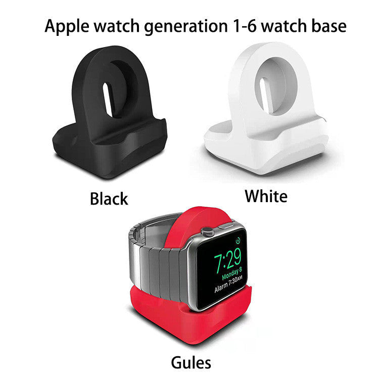 JMT-518474 Silicone Charging Stand for Apple Devices - Compact Desktop Base in Red, Dark Blue, and Pink