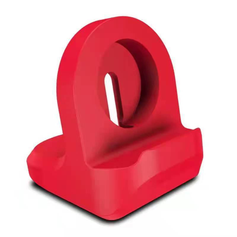 JMT-518474 Silicone Charging Stand for Apple Devices - Compact Desktop Base in Red, Dark Blue, and Pink