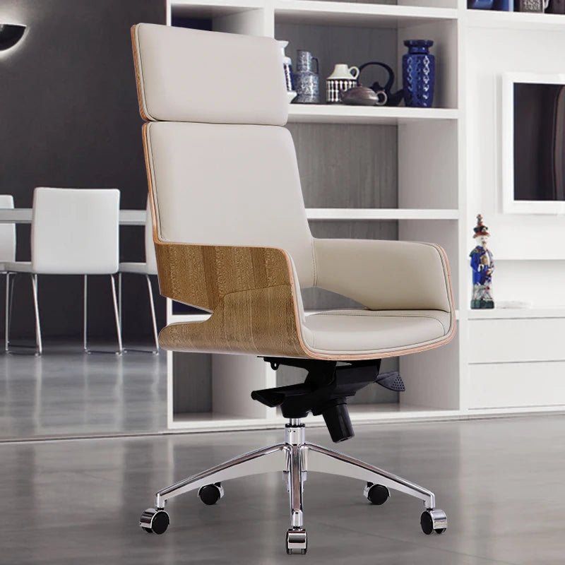 JMT-518538 Modern Executive Office Chair with Genuine Leather Upholstery and Adjustable Features