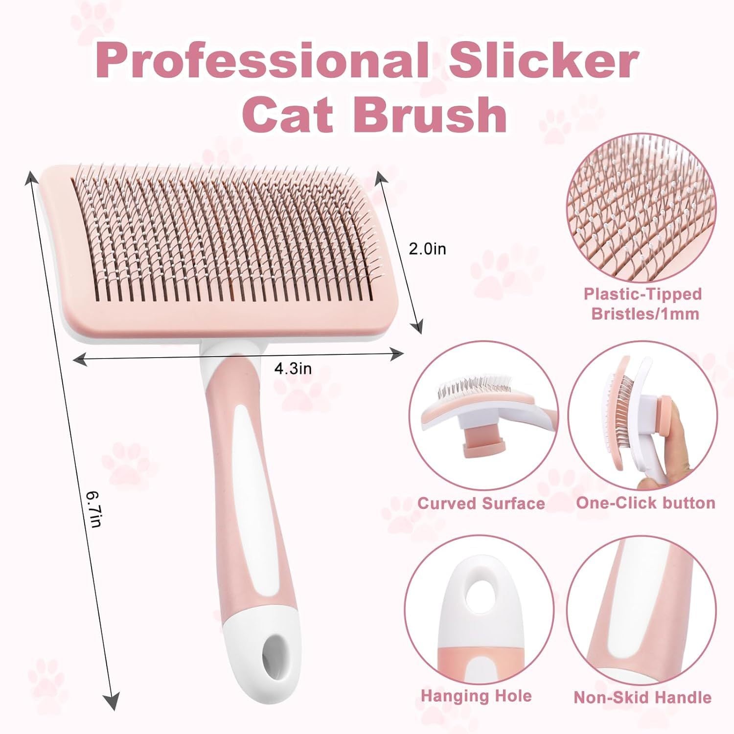JMT-518602 Self-Cleaning Slicker Brush for Dogs, Cats, and Small Pets - Efficient Fur Removal Tool with Ergonomic Design