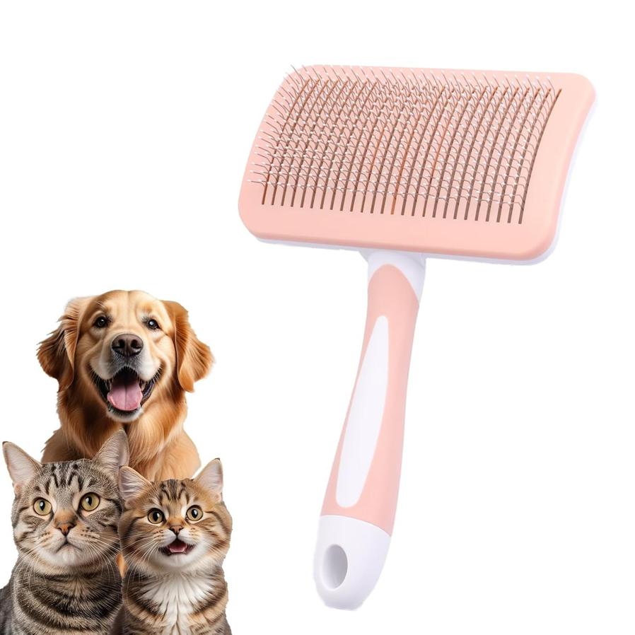 JMT-518602 Self-Cleaning Slicker Brush for Dogs, Cats, and Small Pets - Efficient Fur Removal Tool with Ergonomic Design