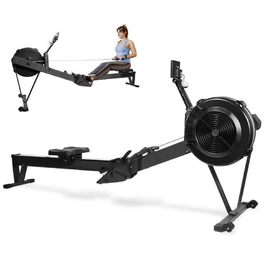 JMT-518858 Indoor Rowing Machine with LCD Display, Adjustable Air Resistance, and Comfortable Seat Cushions