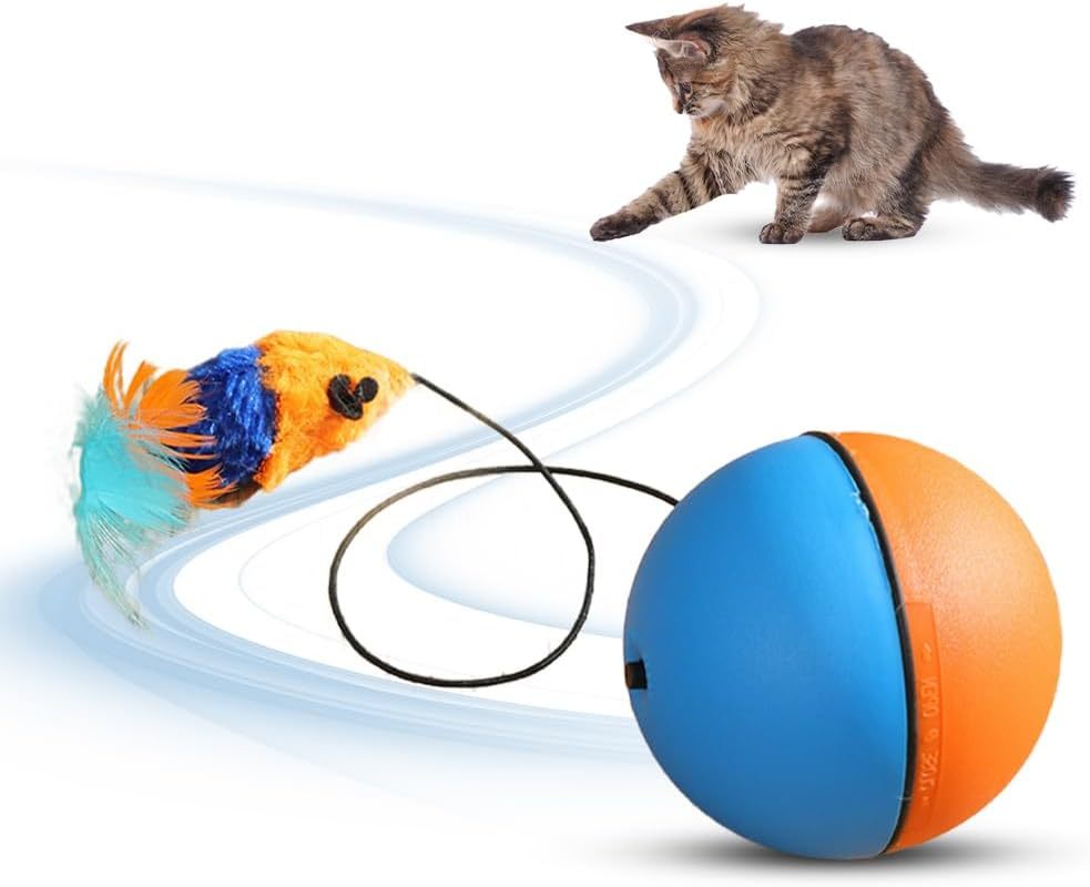 JMT-519754 Automatic Interactive Cat Ball Toy - Self-Rolling Electric Play Ball for Dogs and Cats - Safe, Sturdy Design with Smart Play Feature - Ideal for Indoor Pet Enrichment