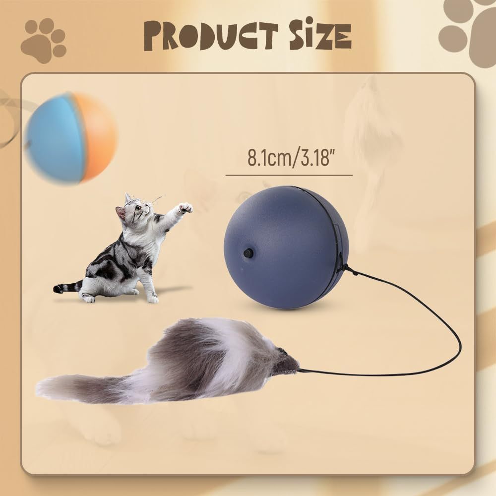 JMT-519754 Automatic Interactive Cat Ball Toy - Self-Rolling Electric Play Ball for Dogs and Cats - Safe, Sturdy Design with Smart Play Feature - Ideal for Indoor Pet Enrichment