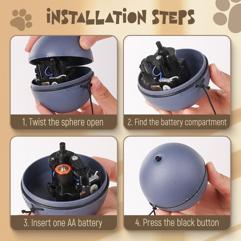 JMT-519754 Automatic Interactive Cat Ball Toy - Self-Rolling Electric Play Ball for Dogs and Cats - Safe, Sturdy Design with Smart Play Feature - Ideal for Indoor Pet Enrichment