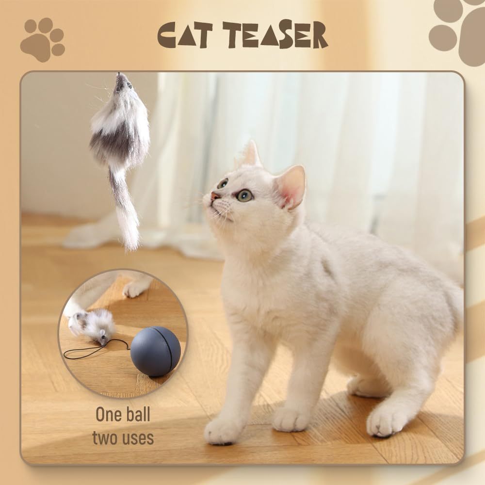 JMT-519754 Automatic Interactive Cat Ball Toy - Self-Rolling Electric Play Ball for Dogs and Cats - Safe, Sturdy Design with Smart Play Feature - Ideal for Indoor Pet Enrichment