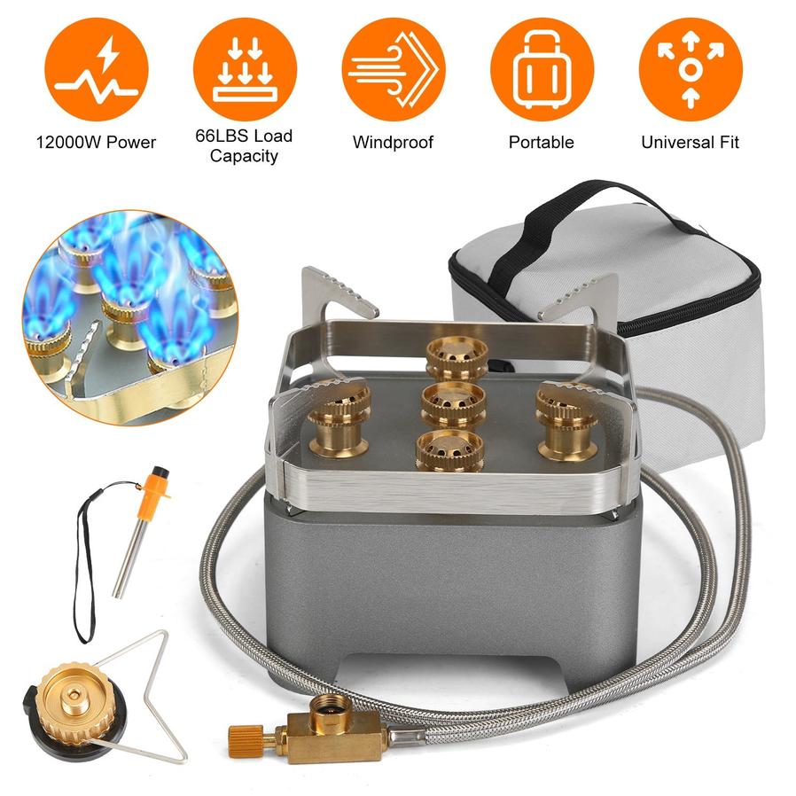 JMT-519818 12000W Windproof Portable Camping Stove with Carrying Case and Igniter for Outdoor Adventures