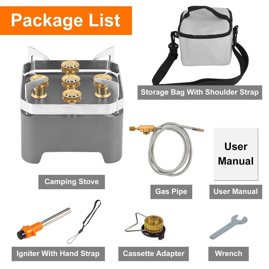 JMT-519818 12000W Windproof Portable Camping Stove with Carrying Case and Igniter for Outdoor Adventures